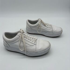 White Leather Platform Vans